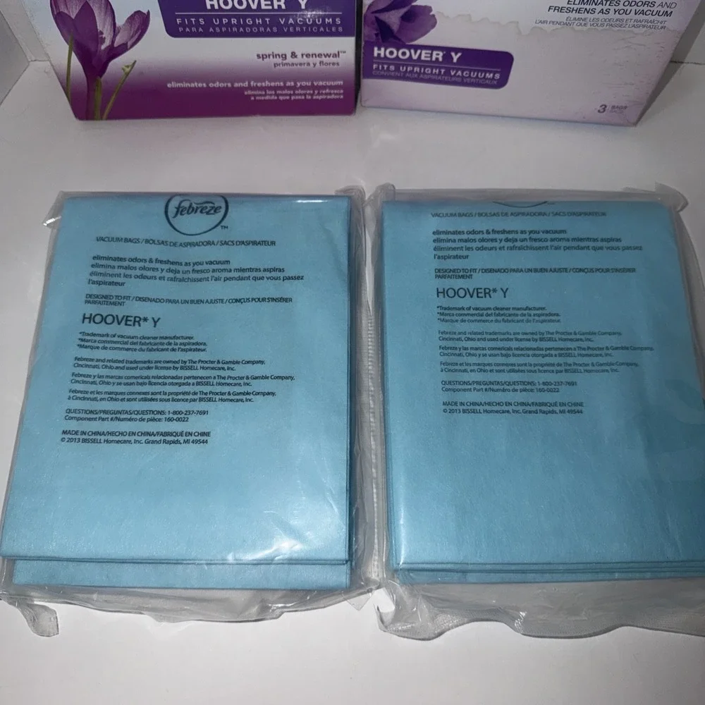 Febreze Vacuum Bags Hoover Y For Upright Vacuums 3 Bags Each - 2 Packs (6 Bags)